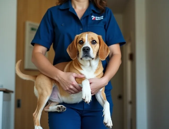 Technician respectfully transporting a deceased dog in Melbourne